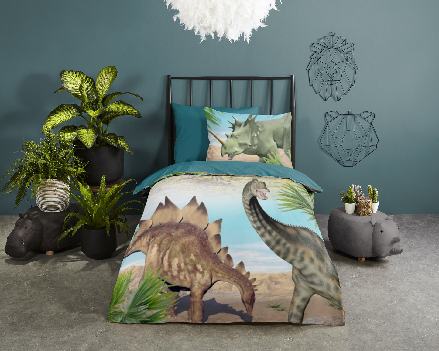 Kinderdekbedovertrek Good Morning Dino - 1 persoons 140Ã—200/220 cm