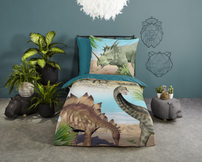 Kinderdekbedovertrek Good Morning Dino - Duitsland 135x200 + 1* 80x80 cm