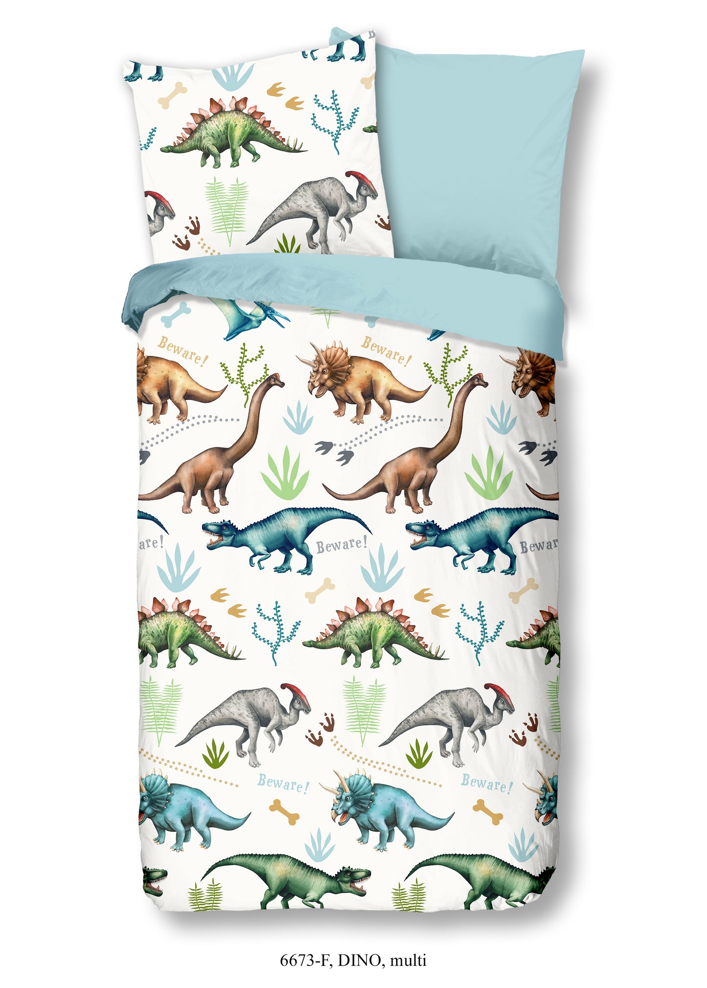 Kinderdekbedovertrek Good Morning Flanel Dino - Duitsland 135x200 + 1* 80x80 cm