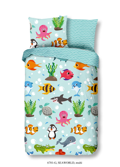 Kinderdekbedovertrek Good Morning Seaworld - 1 persoons 140Ã—200/220 cm