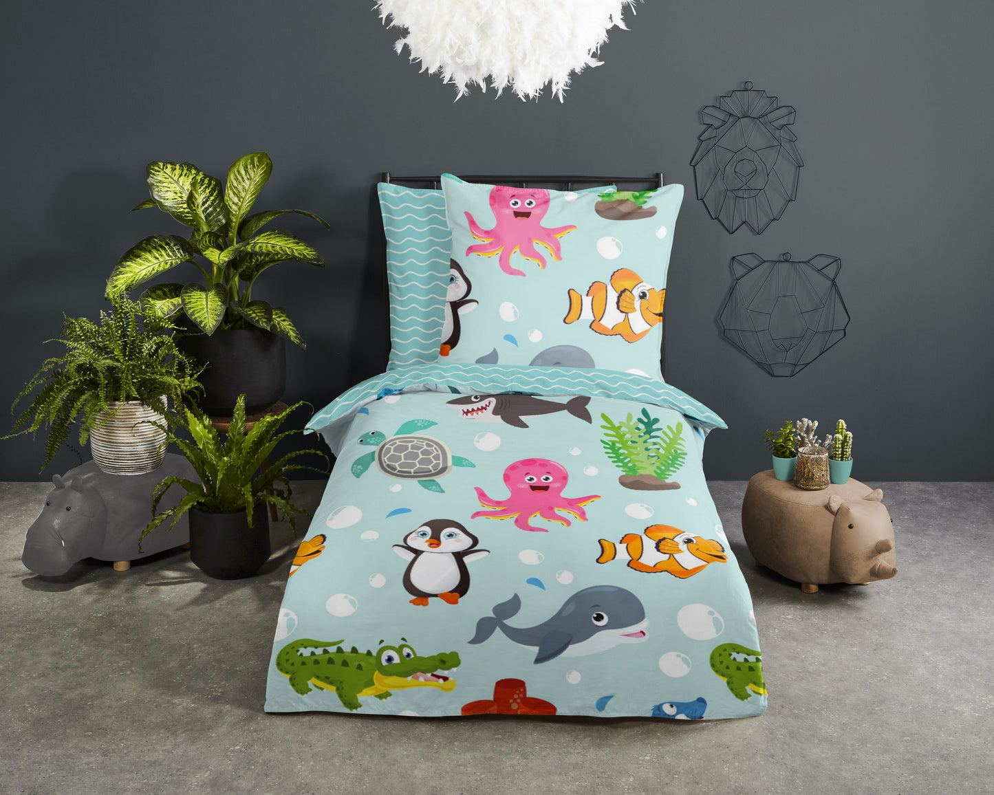 Kinderdekbedovertrek Good Morning Seaworld - Duitsland 135x200 + 1* 80x80 cm