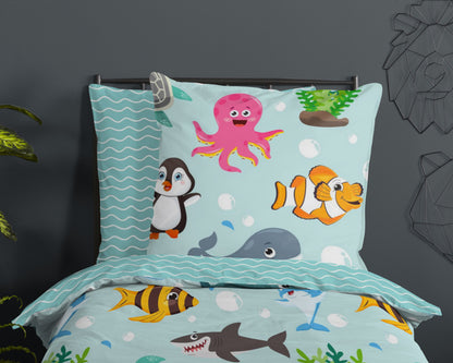 Kinderdekbedovertrek Good Morning Seaworld - Duitsland 135x200 + 1* 80x80 cm