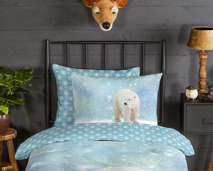 Kinderdekbedovertrek Good Morning Flanel Icebear - 1 persoons 140Ã—200/220 cm
