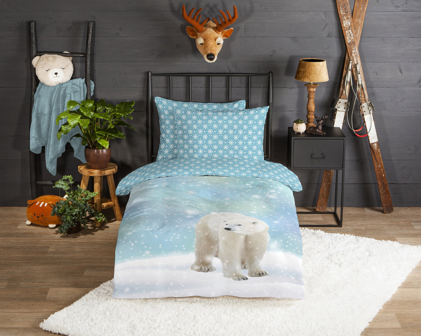 Kinderdekbedovertrek Good Morning Flanel Icebear - Oostenrijk 140x200 + 1* 70x90 cm