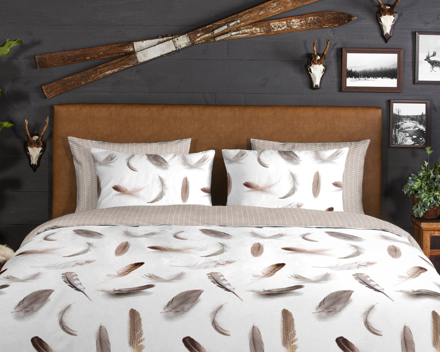 Dekbedovertrek Good Morning Flanel Feathers - 1 persoons 140Ã—200/220 cm