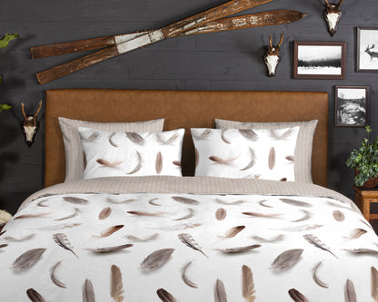 Dekbedovertrek Good Morning Flanel Feathers - 1 persoons 140Ã—200/220 cm