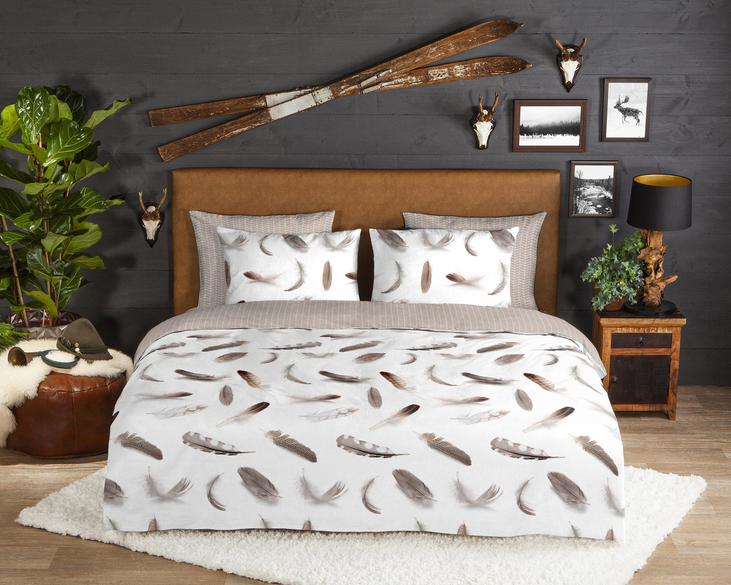 Dekbedovertrek Good Morning Flanel Feathers - 2 persoons 200x200/220 cm