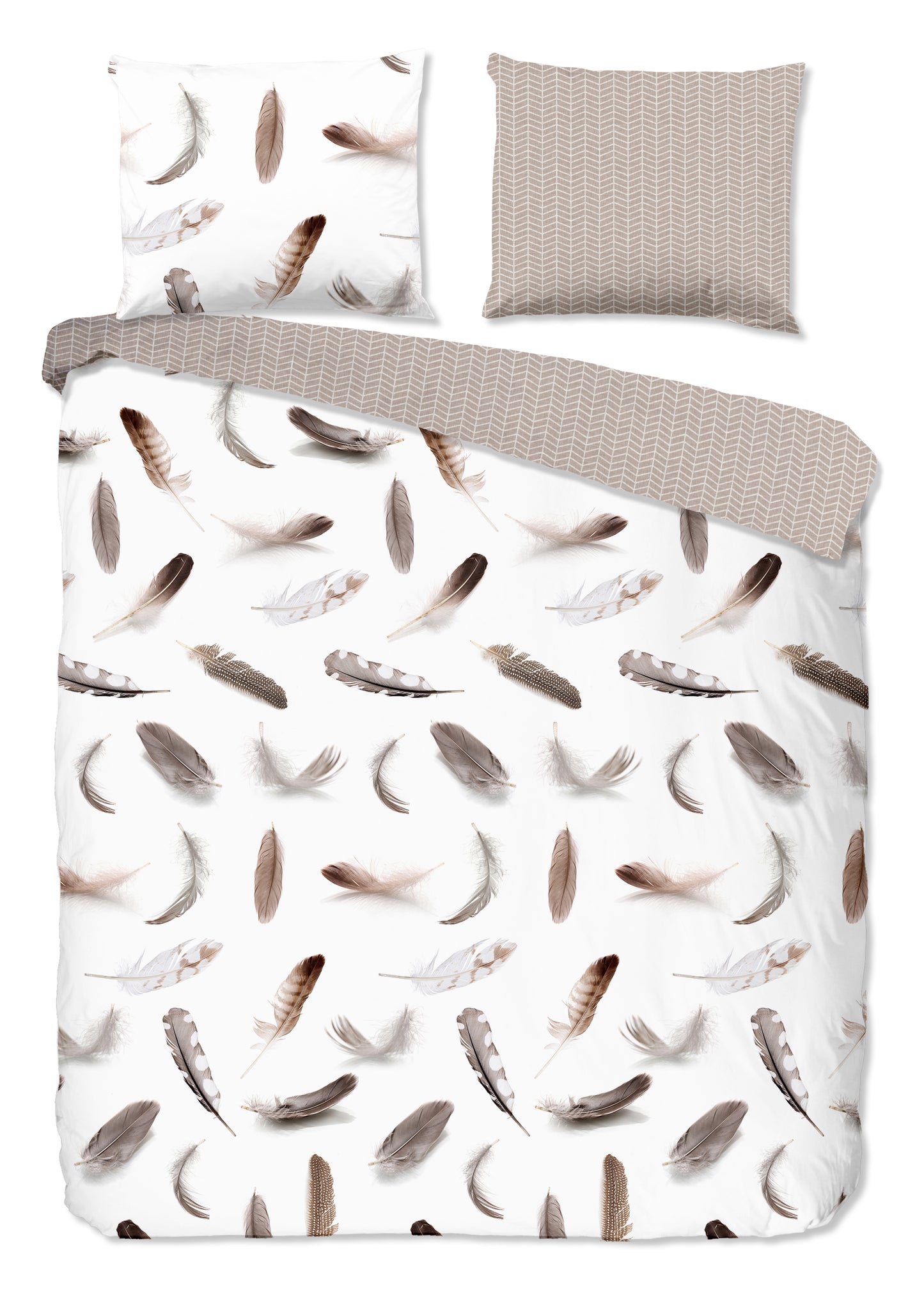 Dekbedovertrek Good Morning Flanel Feathers - Lits jumeaux 240x200/220 cm