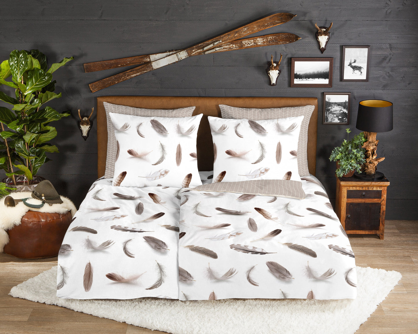 Dekbedovertrek Good Morning Flanel Feathers - Duitsland 135x200 + 1* 80x80 cm