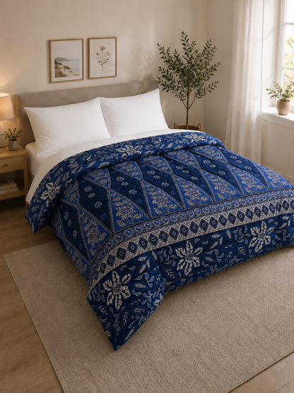 Hotel Dekbed Gekleurd Blauw Motief