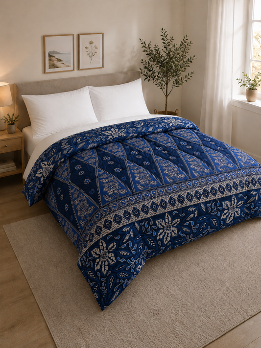 Hotel Dekbed Gekleurd Blauw Motief