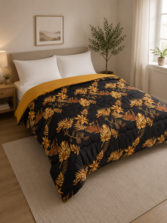 Hotel Dekbed Zwart Goud Blad